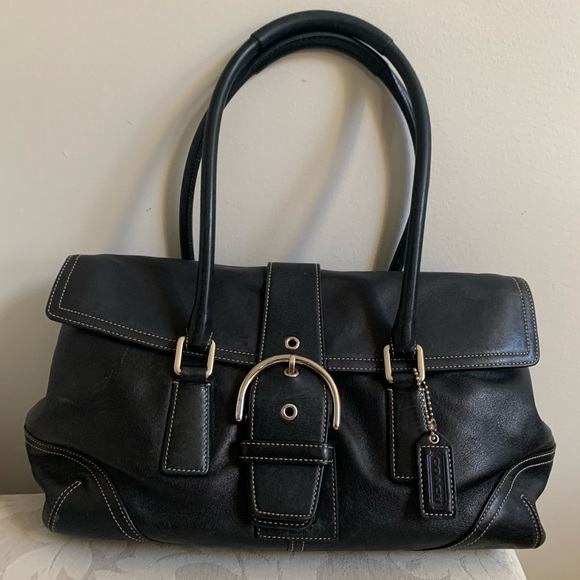 Coach Handbags - Coach 9550 Hampton Soho Flap Black Leather Satchel